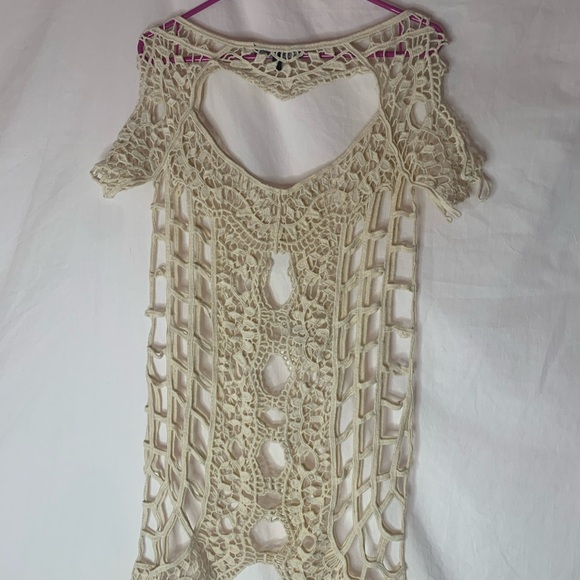 For Love And Lemons women’s coverup sizeXS crochet cold-shoulder - Picture 7 of 9